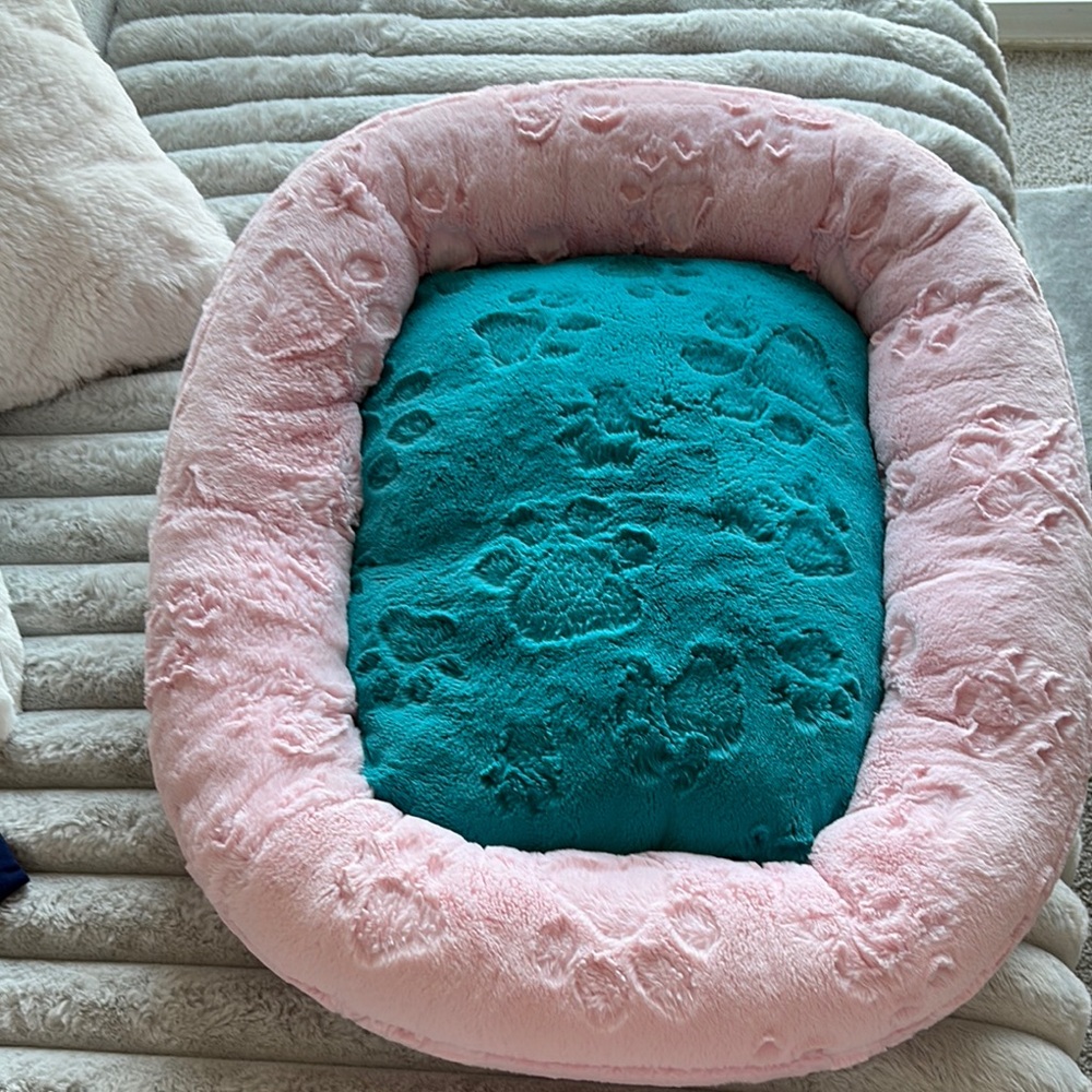 NEW Cozy Pink and Teal Pet Bed